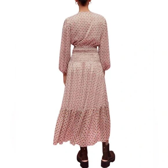 Maje Ripege Shirred Printed Georgette Midi Dress - Picture 3 of 16
